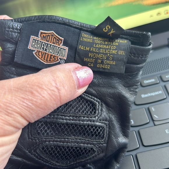Harley Davidson leather gloves size XS palm fill silicone gel Velcro adjustable - Picture 6 of 13